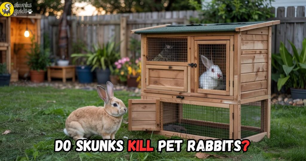 Pet rabbit safely enclosed in predator-proof outdoor hutch