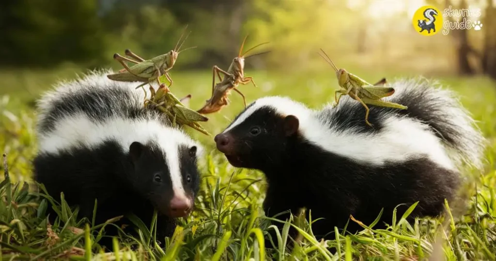 Skunk and Grasshoppers Foraging Techniques