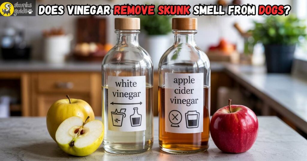 Comparing white vinegar and apple cider vinegar for treating skunk odor on dogs
