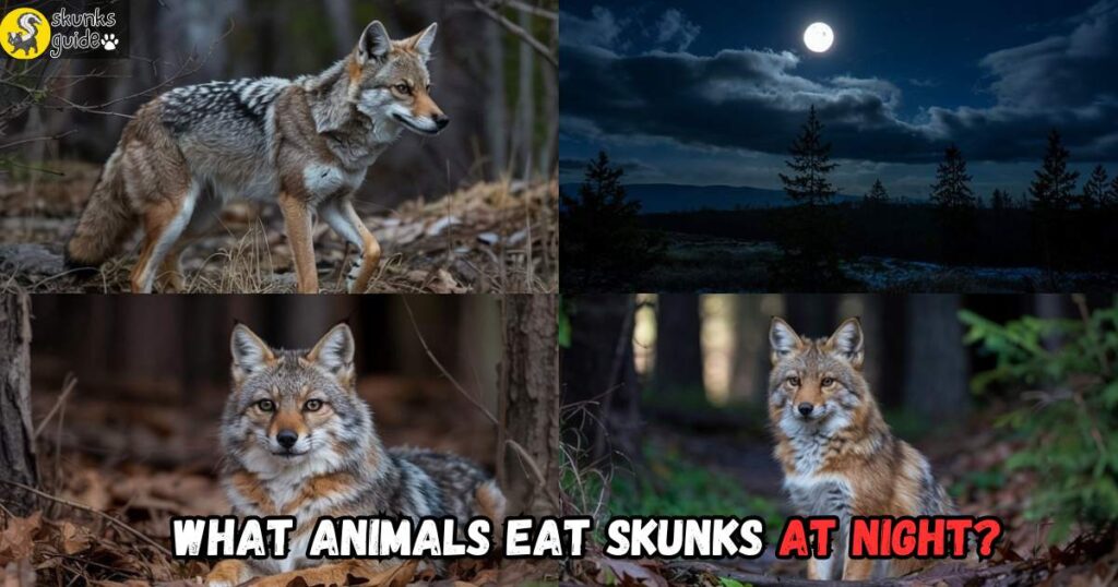 Nocturnal predators of skunks: coyote, bobcat, and fox in natural forest habitat