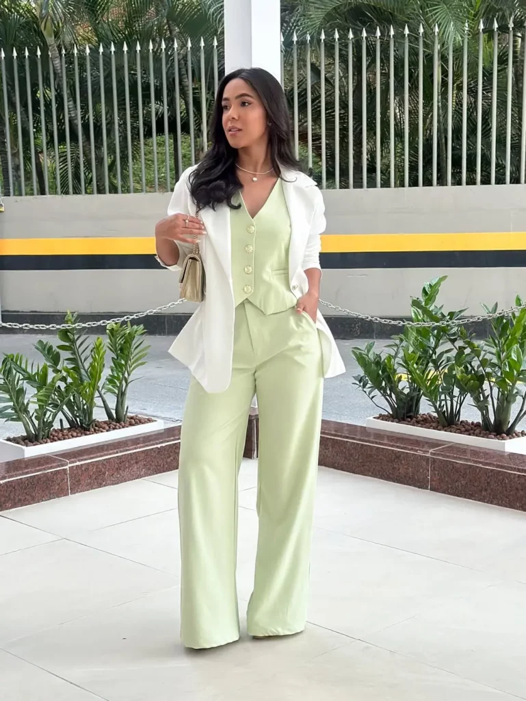 Fresh Mint Suit with White Blazer