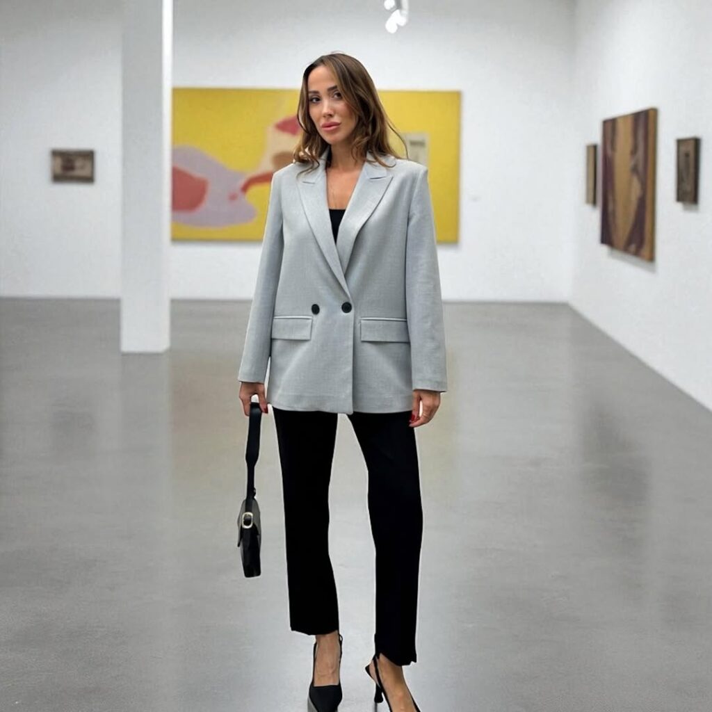 Grey Blazer Gallery Chic