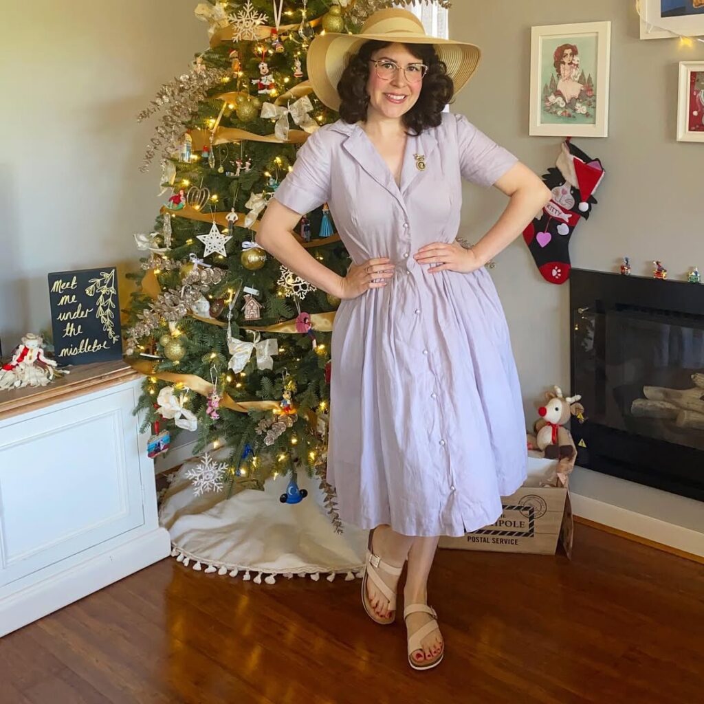 Lavender Vintage Dress with Festive Warmth