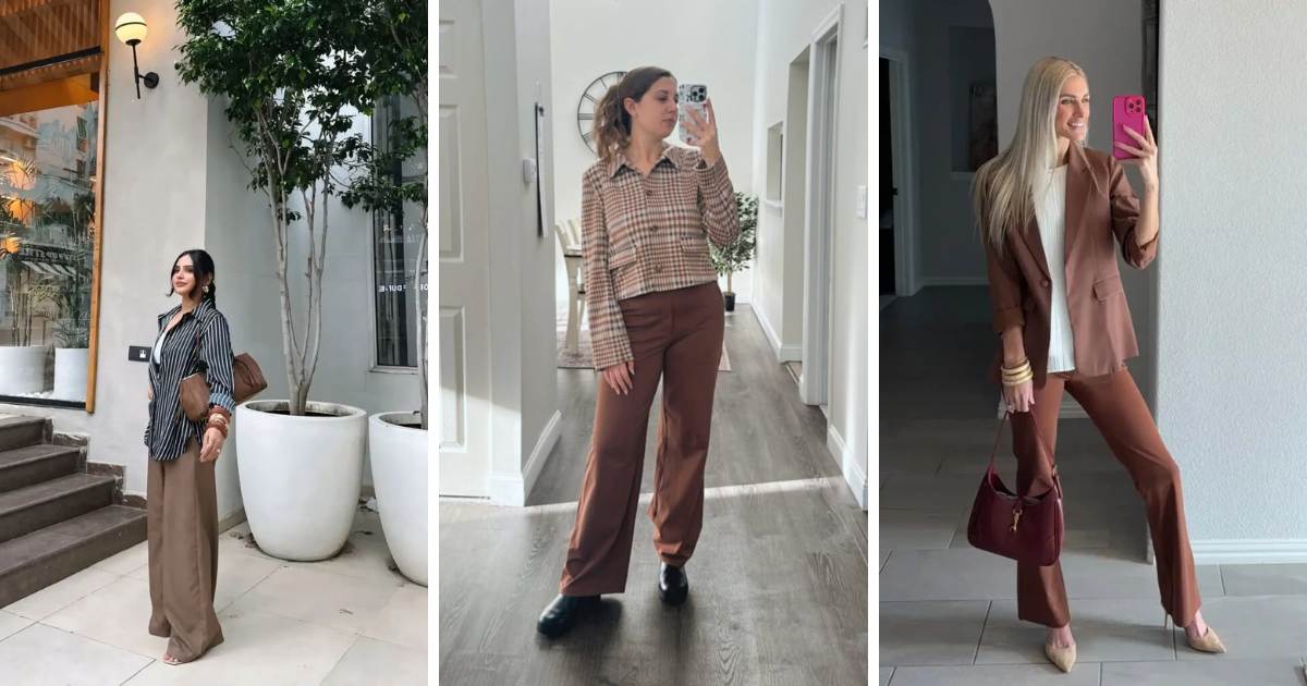 Office Outfit Ideas with Brown Pants
