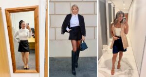 16 office casual outfits women black skirt