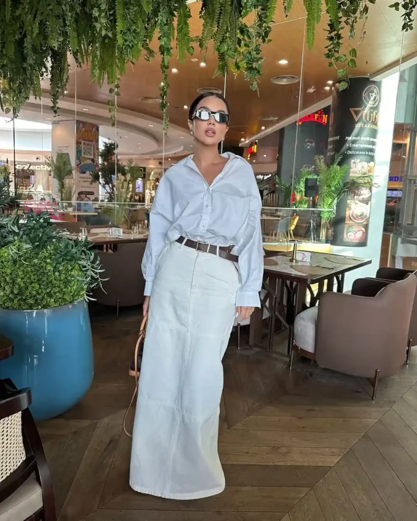 Clean Old Money Ease with a Structured Long Skirt