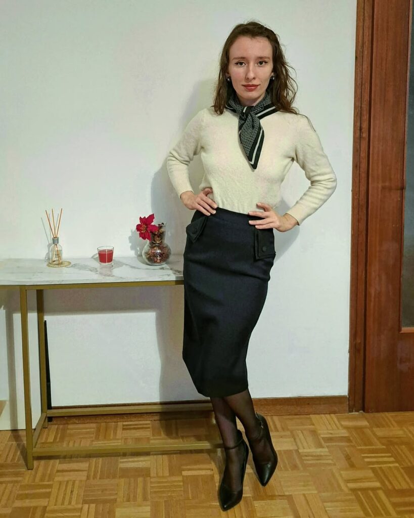 Classic Winter Office Look with a Pencil Skirt