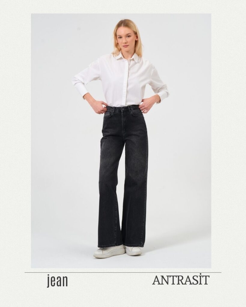 Crisp White Contrast with Wide Leg Jeans for Office