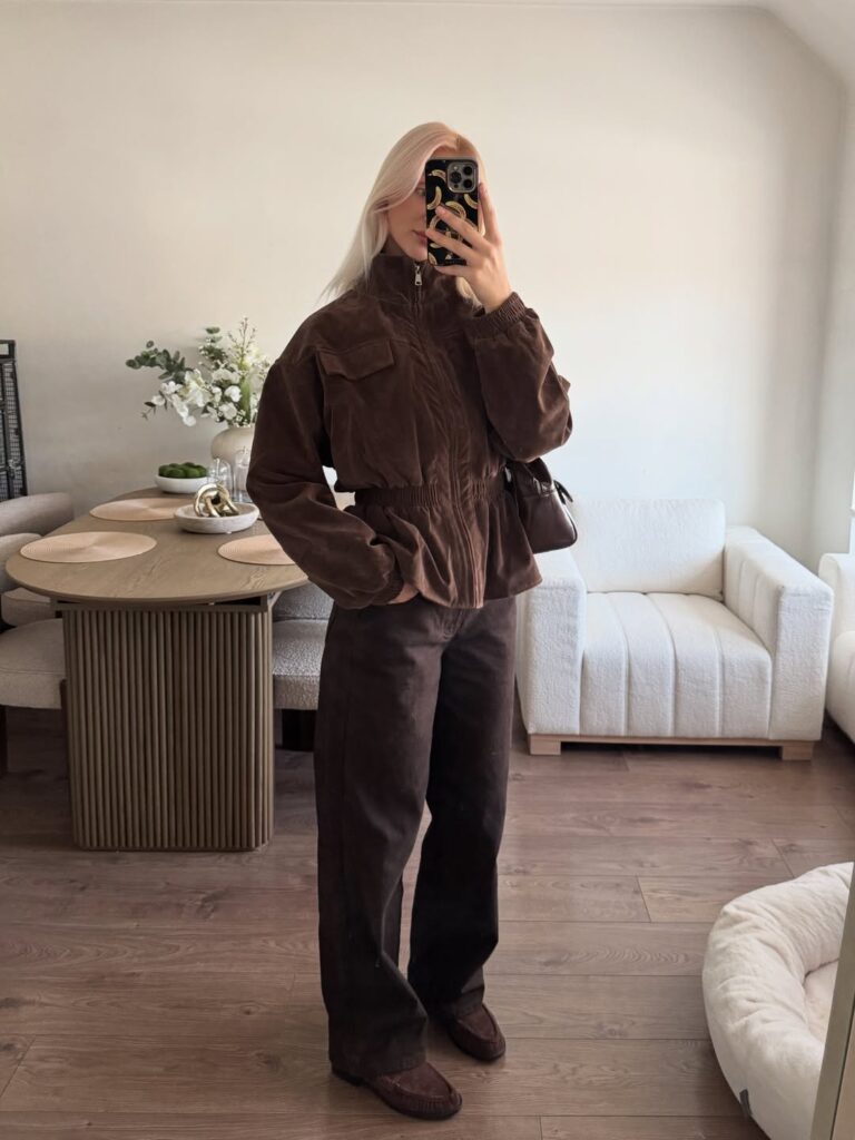 Earthy Monochrome Ease with Wide Leg Jeans for Office