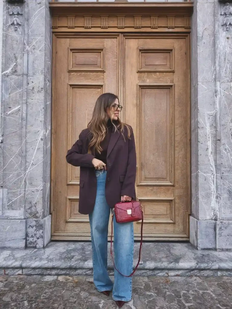 Tailored Layers with Wide Leg Jeans for Office