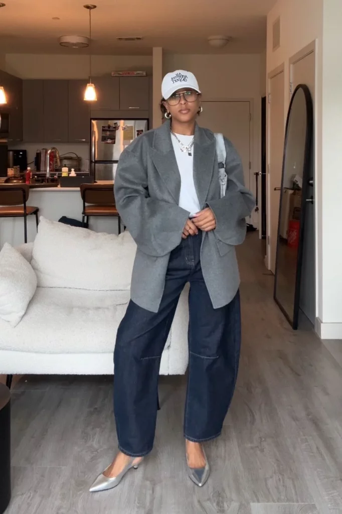 Effortless Indoor Street Style with Barrel Jeans