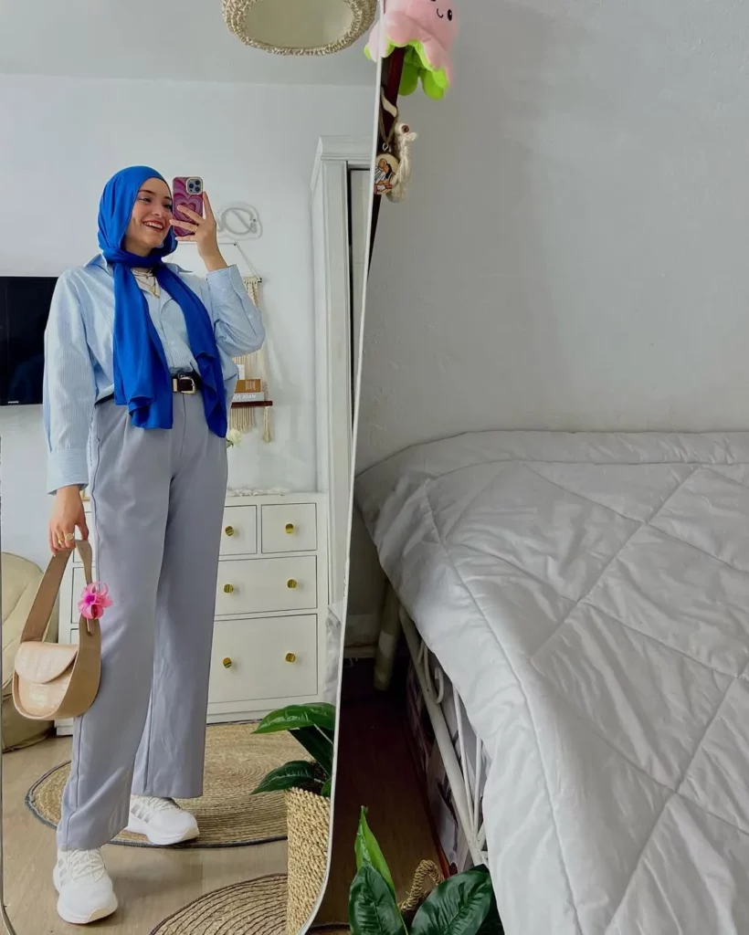 Fresh Blue Layers with a Casual Old Money Hijab Feel