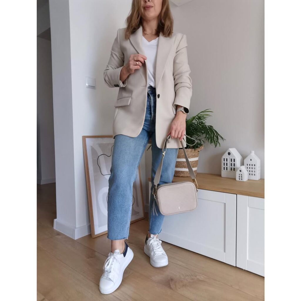 Clean Everyday Balance with a Beige Blazer for Office