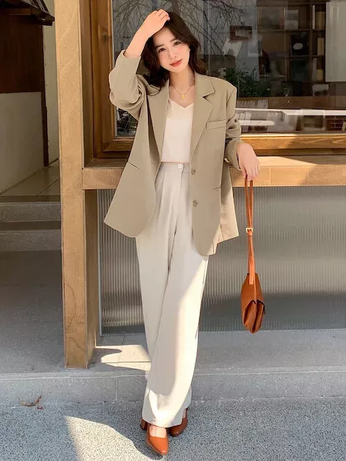 Soft Tailored Harmony with a Beige Blazer for Office