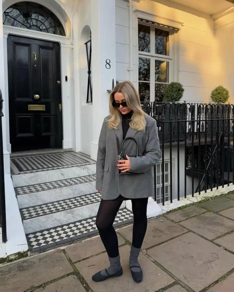 Cozy Grey Blazer Layers with Soft Office Elegance