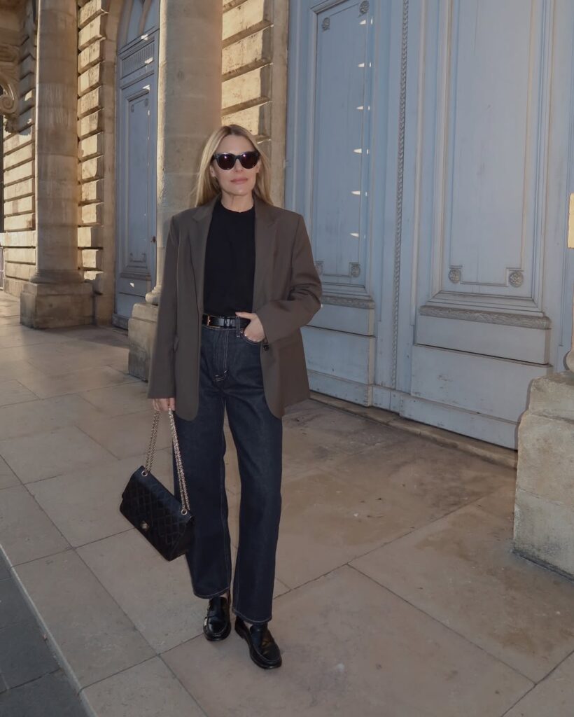 Effortless Smart-Casual Office Look with a Brown Blazer