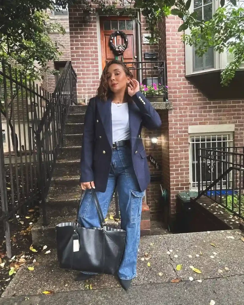 Confident Layering with a Navy Blue Blazer