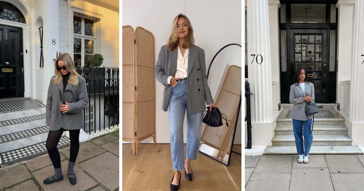 Grey Blazer Office Outfits