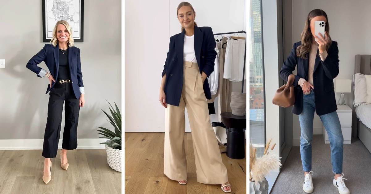 Navy Blue Blazer Office Outfits