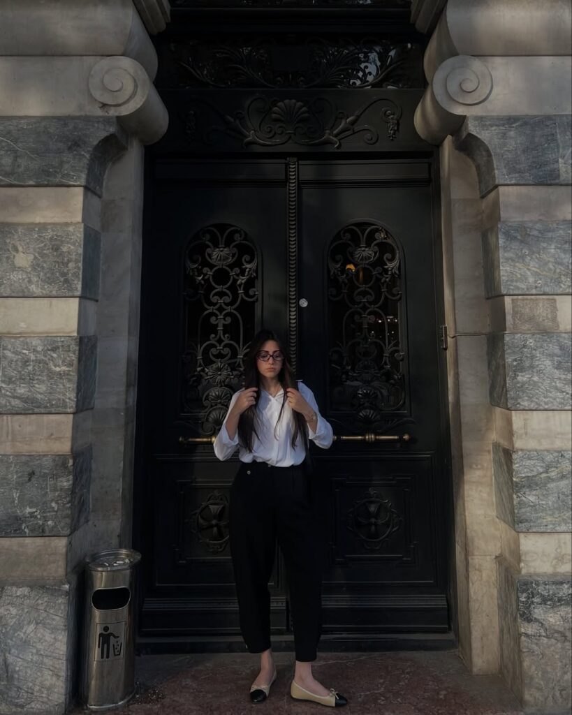 White Button-Down with Black Trousers for Spring Work