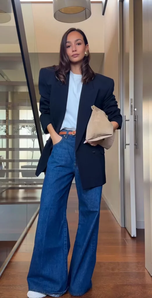 Effortless Modern Balance with a Navy Blue Blazer