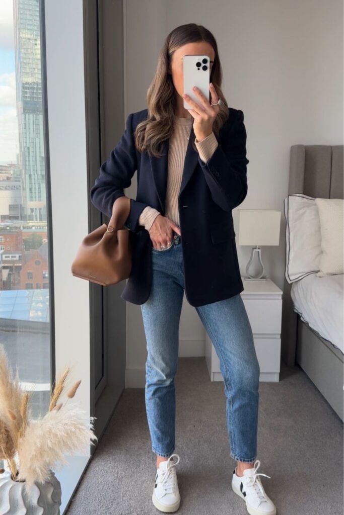Relaxed Smart Casual with a Navy Blue Blazer