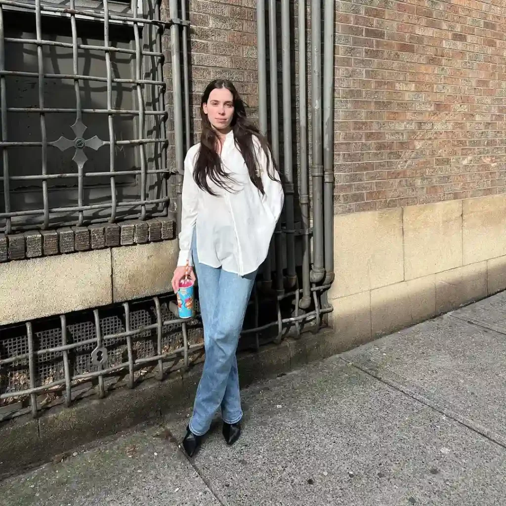White Shirt with Blue Jeans for Spring Office