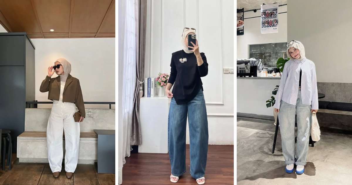 Barrel Jeans Hijab Outfits