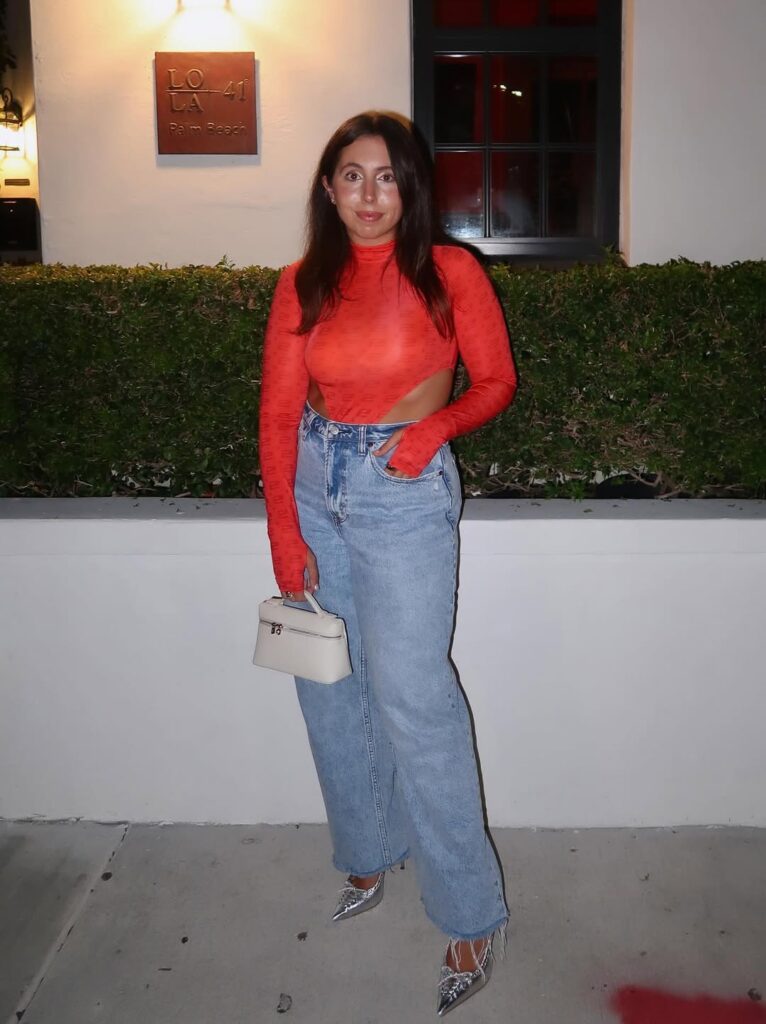 Bold Red Top with Light Barrel Jeans for Dinner