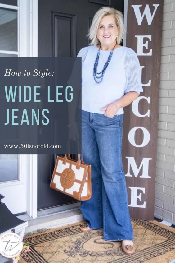 Light Knit Top with Wide-Leg Jeans Smart Casual Style