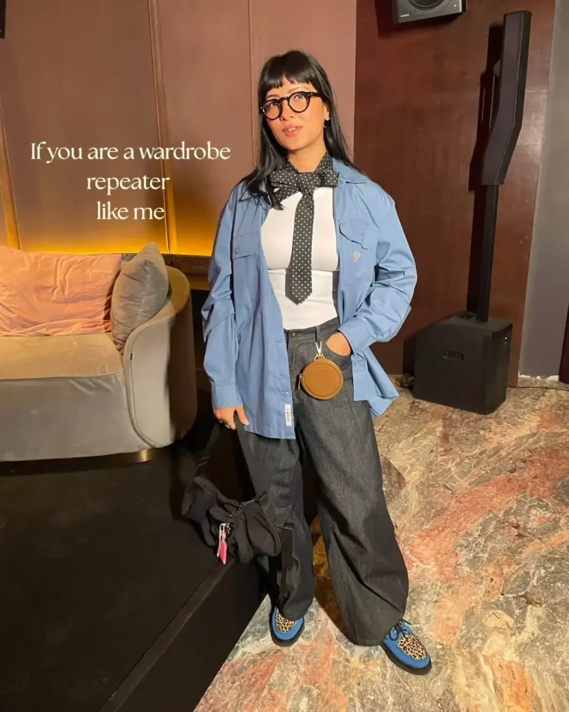 Layered Shirt and Tie with Wide-Leg Jeans Creative Business Look