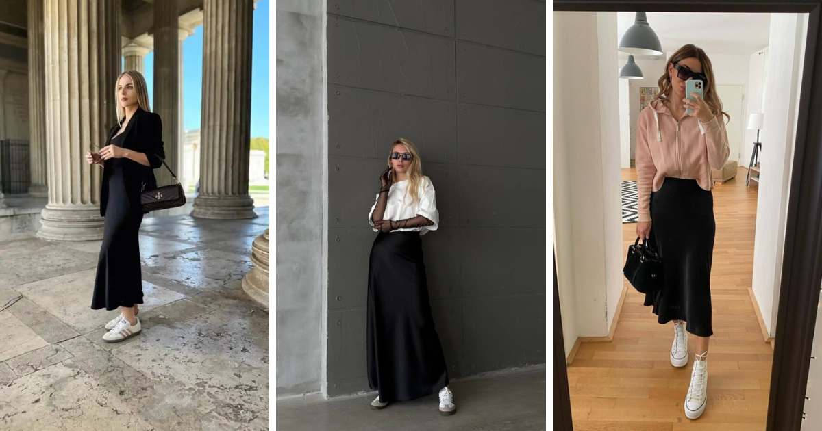 Black Satin Skirt Office Outfits