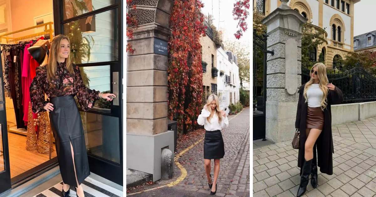 Leather Skirt Office Outfit Ideas