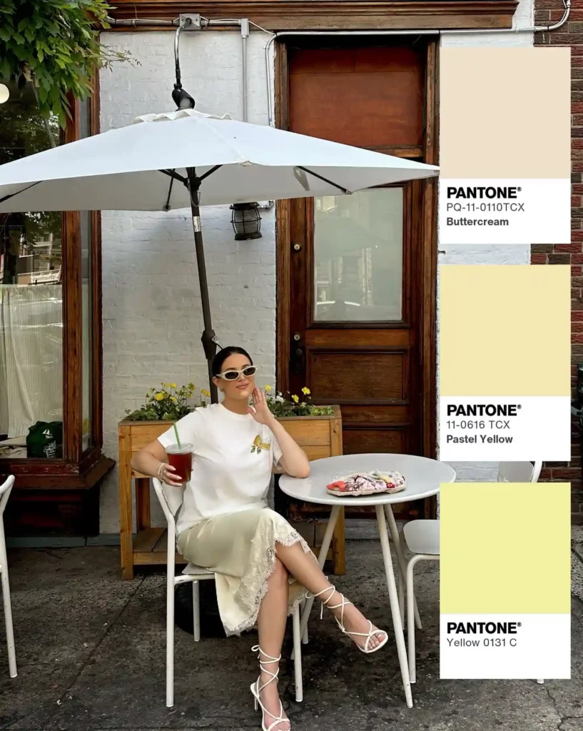 White Tee with Pastel Silk Skirt Office Outfit