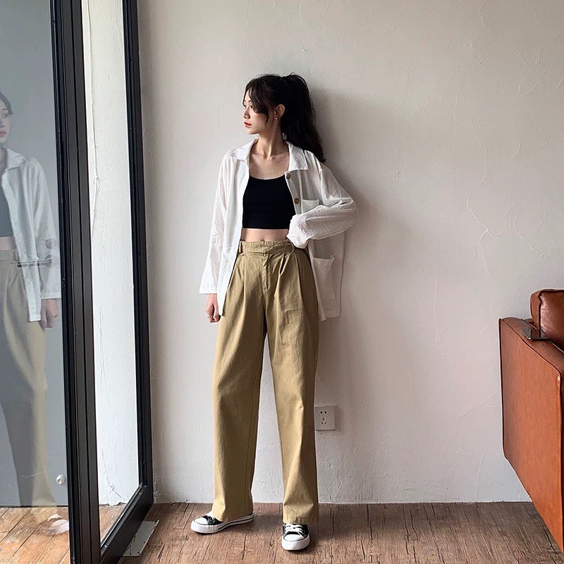 Relaxed White Shirt with Khaki Pants Office Outfit