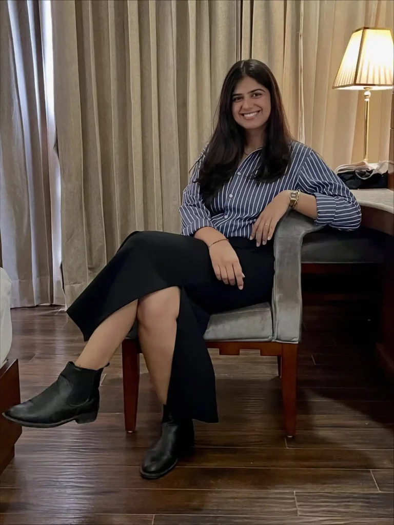 Striped Shirt with Black Midi Skirt Office Outfit