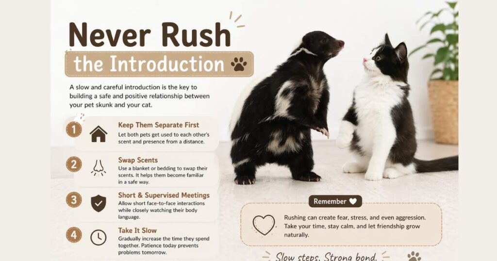 The first meeting between your skunk and cat is extremely important.