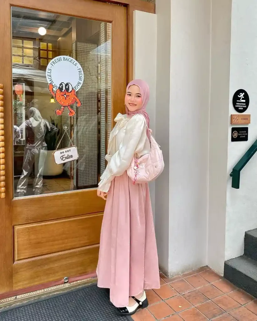 White Blouse with Pink Maxi Skirt Office Outfit