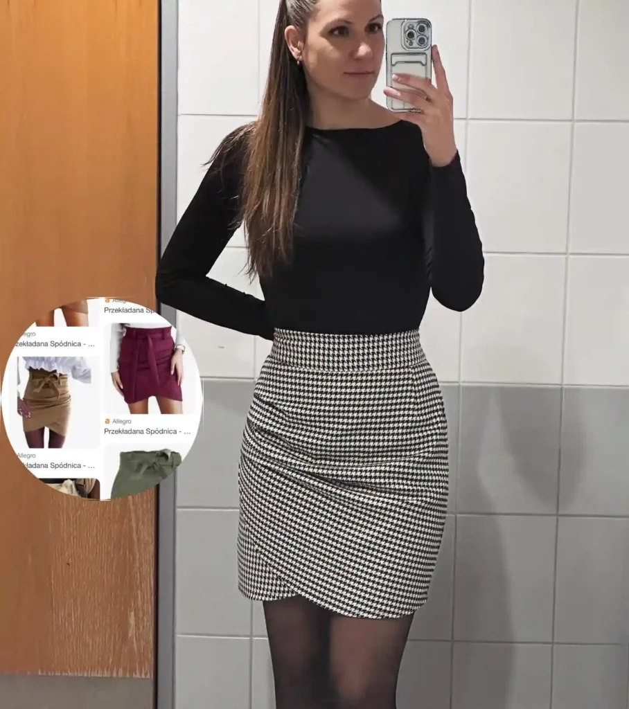 Black Top with Houndstooth Pencil Skirt Old Money Outfit