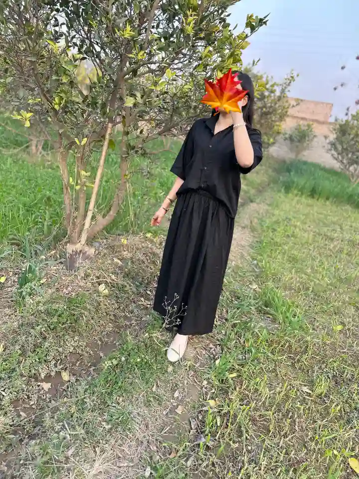 Black Button Shirt with Flowy Black Skirt Old Money Summer Outfit