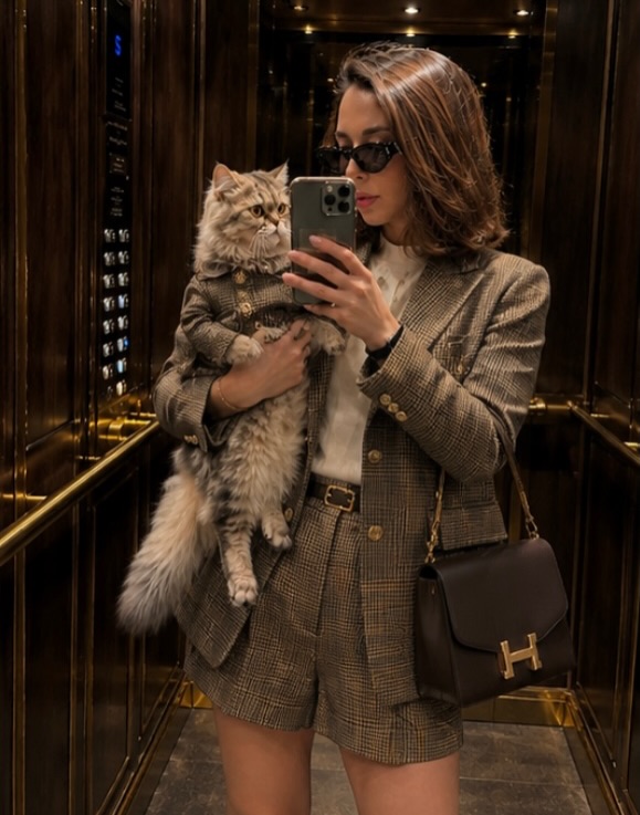 Brown Checked Blazer and Shorts Set Old Money Outfit