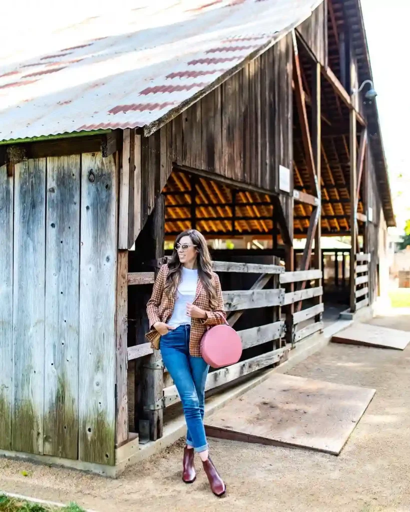 Plaid Blazer with Skinny Jeans Fall Outfit