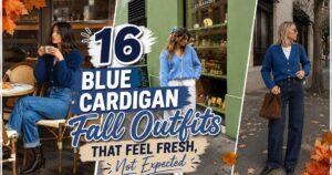 16 Blue Cardigan Fall Outfits That Feel Fresh, Not Expected