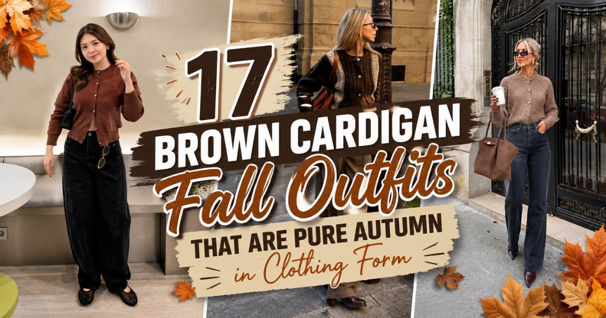 Cozy autumn fashion vibes in brown cardigans