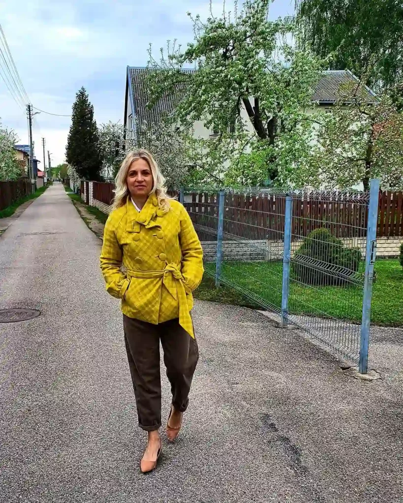 Mustard Yellow Jacket with Cuffed Brown Jeans Fall Outfit